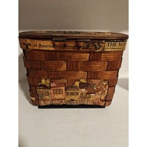 Vintage 1960's Caro Nan Hand Painted  Woven Basket Purse Tallahassee FSU AOII